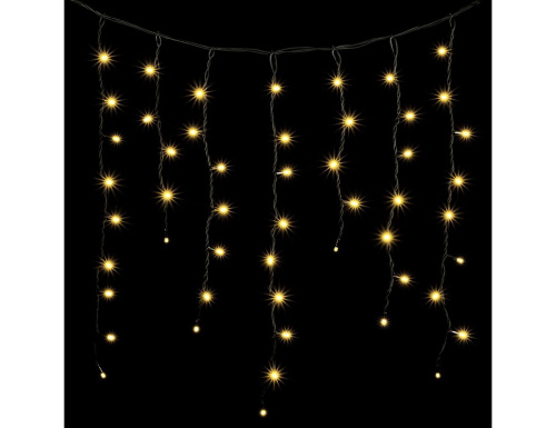 Светодиодная бахрома Legoled 3.2*0.9 м, 168 теплых белых LED ламп, холодное белое мерцание, черный КАУЧУК, соединяемая, IP54, Laitcom фото 6
