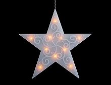 Светильник декоративный "Звезда" с подсветкой 10 теплыми белыми LED - светодиодиодами, батарейки, таймер, на присоске, 25х30 см, SNOWHOUSE