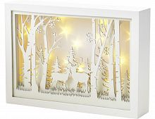 Светящаяся декорация "Олений лес", белое, 16 тёплых белых LED-огней, 6.7x30x21.5 см, таймер, батарейки, Kaemingk