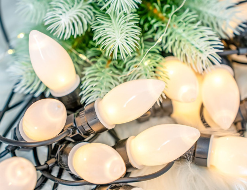Светодиодная гирлянда из лампочек Party Lights - ШАРМ МИНЬОН, 20 тёплых белых LED-огней, 10 м, коннектор, чёрный провод, уличная, Winter Deco фото 2