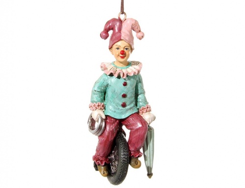 Ёлочная игрушка "Клоун на моноцикле", полистоун, 12 см, SHISHI фото 2