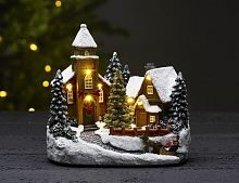 Светящаяся миниатюра "Городская церквушка" с тёплыми белыми LED-огнями, полистоун, таймер, батарейки, 19х18х13 см, STAR trading