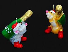 Фигурная свеча "Крыс с шампанским", 7х9.5х12.5 см, разные модели, Омский Свечной