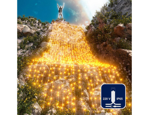 Светодиодная гирлянда Дождь Rich Led Cap 2*9 м, 1200 желтых LED ламп, белый ПВХ, соединяемая, IP65, Rich LED