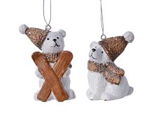 Набор ёлочных игрушек МИШКИ НА ПРОГУЛКЕ, керамика, 9 см, 2 шт., Kaemingk