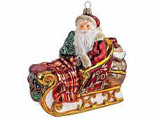 Коллекционная ёлочная игрушка "Дед мороз в санях", стекло, 13 см, Mister Christmas