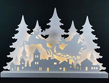 Новогодний светильник "Санта над городком", дерево, белый, 40 тёплых белых LED-огней, 8х60х40.5 см, батарейки, Peha Magic