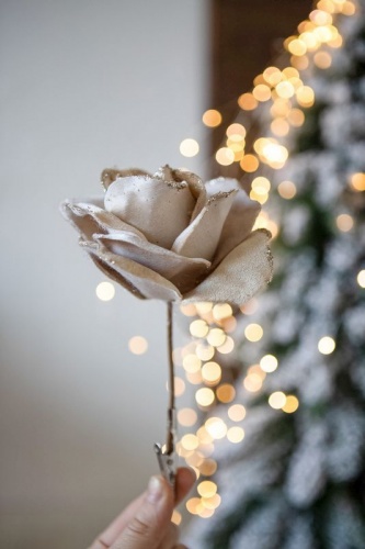 Украшение "Утончённая роза" на клипсе, перламутровая, 12x7 см, Kaemingk фото 2
