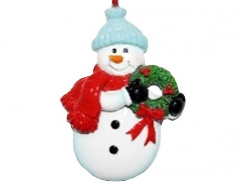 Ёлочная игрушка "Снеговик с венком", полирезин, Forest Market