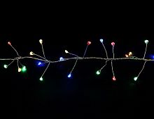 CLUSTER LIGHTS - электрогирлянда "Фейерверк" (роса) 200 минидиодов (mini-LED огней), 2 м, коннектор, серебряная проволока, для улицы, SNOWHOUSE