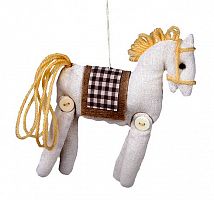 Ёлочная игрушка "Тряпичная лошадка", текстиль, 11х15 см, Billet