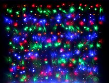 Занавес световой PLAY LIGHT, 600 разноцветных LED ламп, 2x3 м, прозрачный провод, коннектор, уличный, BEAUTY LED, облегченная
