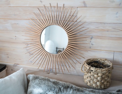 Настенное панно - солнце КАМО с зеркалом, металлическое, 75 см, Boltze фото 2