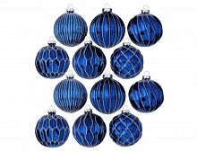 Набор коллекционных ёлочных шаров BLUE NIGHT, стекло, 8 см, упаковка 12 шт., Boltze