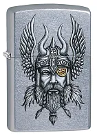 Зажигалка Zippo Viking Warrior с покрытием Street Chrome, латунь/сталь, серебристая, 38x13x57 мм