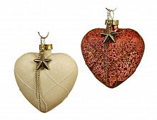 Набор ёлочных украшений "Винтажные нотки" (сердечки), стекло, 8 см (2 шт.), разные модели, Kaemingk