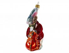 Ёлочная игрушка "Кролик с контрабасом", коллекция 'Формовые игрушки', стекло, 13 см, Ариель