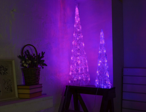 Светящаяся фигура ЁЛКА 'ОЖИВШАЯ РАДУГА', акриловые нити, 50 RGB LED-огней, меняющих цвета, 90 см, уличная, Kaemingk фото 6