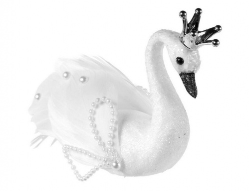Ёлочная игрушка "Царевна лебедь", перо, на клипсе, 14x5x8.5 см, Kaemingk фото 4