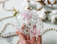 Подвесное украшение - яйцо ЦВЕТОЧНЫЕ ИСКОРКИ, стекло, 12 см, Goodwill