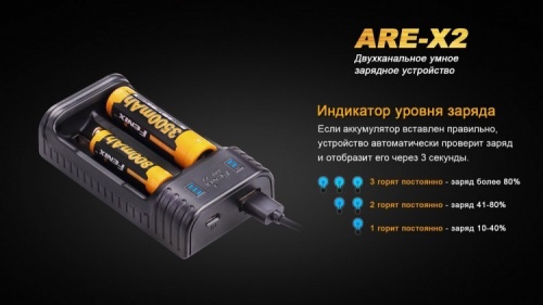 Зарядное устройство Fenix ARE-X2 (10440, 14500, 16340, 18650, 26650) фото 8