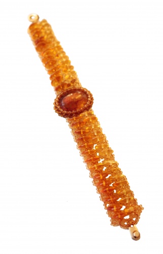Крупный браслет из бисера и натурального янтаря, 20901 фото 3