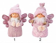 Ёлочная игрушка "Розовый ангелочек", текстиль, 15x9x18 см, разные модели, Kaemingk