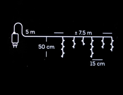 Светодиодная гирлянда Бахрома мерцающая, 175 тёплых белых LED-огней, 7.5х0.5 м, белый провод ПВХ, уличная, Kaemingk фото 3