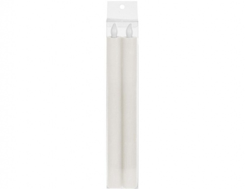 Электрические свечи "Столовые", белые, тёплый белый свет, 24.5 см (упаковка 2 шт.), батарейки, Koopman International фото 2