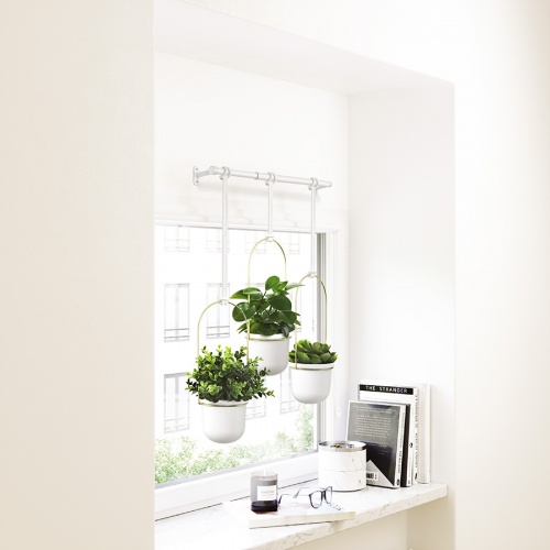 Комплект горшков для растений triflora подвесной белый-латунь фото 2