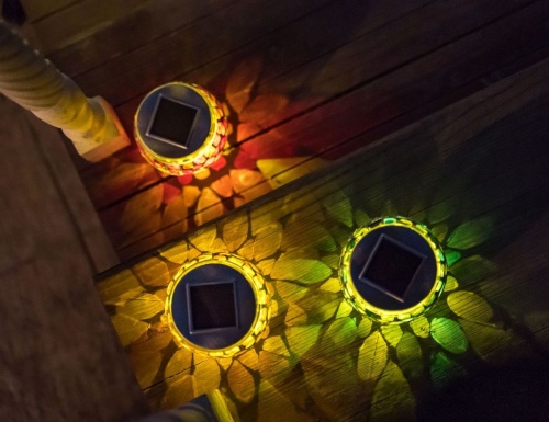 Садовые настольные светильники Solar ДАЧНАЯ МОЗАИКА на солнечной батарее, тёплые белые LED-огни, 10 см, набор - 3 шт., Kaemingk (Lumineo) фото 5