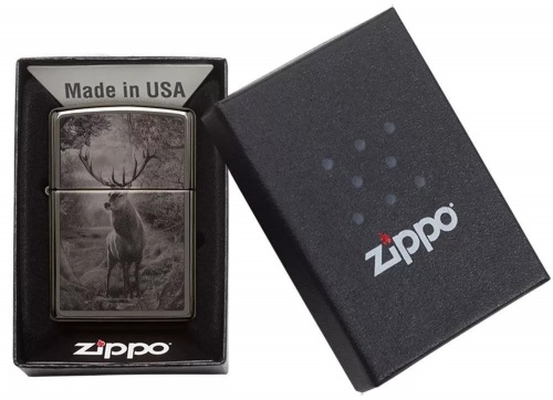 Зажигалка Zippo Classic с покрытием Black Ice, латунь/сталь, чёрная, глянцевая, 36х12х56 мм фото 3