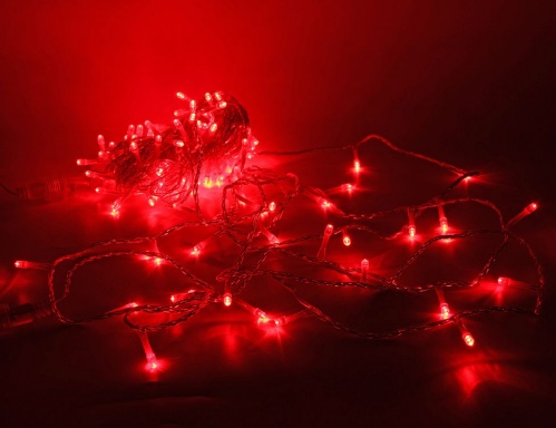 Электрогирлянда нить "Красные огоньки" 120 красных LED огней для улицы, 12+1,5 м, прозрачный провод, коннектор, SNOWHOUSE фото 2