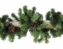 Гирлянда "Рождественская" 14 темно-зеленая с шишками, хвоя - PVC, 270х23 см, MOROZCO