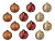 Набор стеклянных ёлочных шаров ЛИСТВЕННЫЙ ШАРМ, модель: теплые тона, 8 см, (упаковка 12 шт.), Edelman