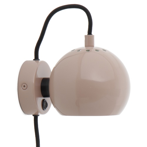Лампа настенная ball, D12 см, кремово-розовая глянцевая