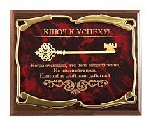 Плакетка и панно — Плакетка "Ключ к успеху! Когда очевидно, что цель не достижима", размеры: 26*20, материалы: МДФ, металл, цвета: коричневый, бордовый