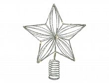 Ёлочная верхушка "Нежная звёздочка", серебряная, 12 тёплых белых LED-огней, 20x6x25 см, таймер, батарейки, Kaemingk