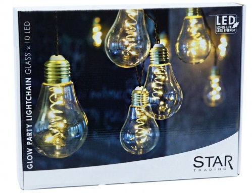 Электрогирлянда ретро лампы GLOW, 10 ламп, 50 тёплых жёлтых mini-LED огни, 3.6+5 м, уличная, STAR trading фото 2