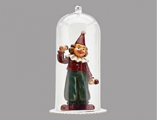 Ёлочная игрушка "Клоун" в стеклянном клоше, полистоун, 16 см, EDG