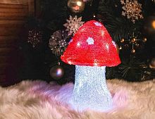 Светящаяся фигура "Мухомор", цветной акрил, 24 холодных белых LED-огня, 27х18 см, уличный, Торг-Хаус