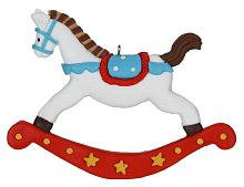 Ёлочное украшение ЛОШАДКА ЗВЁЗДОЧКА в голубой упряжи, поливинил, 8 см, Koopman International