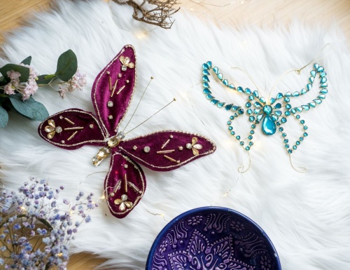 Декоративная бабочка ФЛЮВЕЙЛ на клипсе, текстиль, вишнёвая, 20 см, Edelman фото 4
