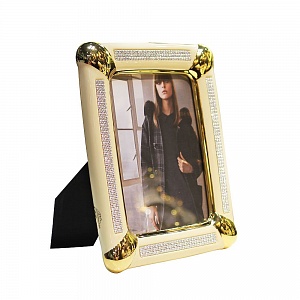 DUBAI Рамка для фотографий 26хН33 см, керамика, цвет кремовый, декор золото, swarovski