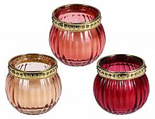 Набор свечей в стеклянных подсвечниках "Росси", 6.3х6.3х5.3 см (3 шт.), Koopman International