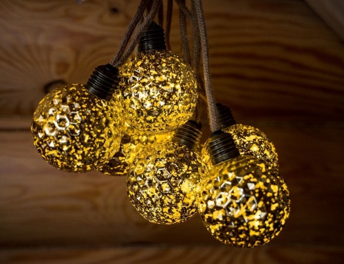 Электрогирлянда "Легенды старины", 6 золотых ламп, 24 тёплых белых LED-огня, 2.1 м, таймер, батарейки, Kaemingk фото 3