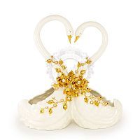 GIARDINO Статуэтка парные лебеди Н43 см, керамика, цвет белый, декор золото, swarovski