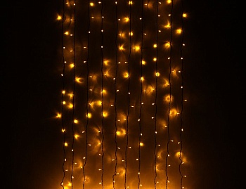 Светодиодный занавес Quality Light 1*6 м, 600 желтых LED ламп, черный ПВХ, соединяемый, IP44, BEAUTY LED