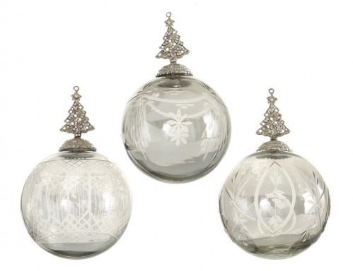 Коллекционный ёлочный шар "Богемия 'ёлочка'", стекло, прозрачный, 10 см, Boltze
