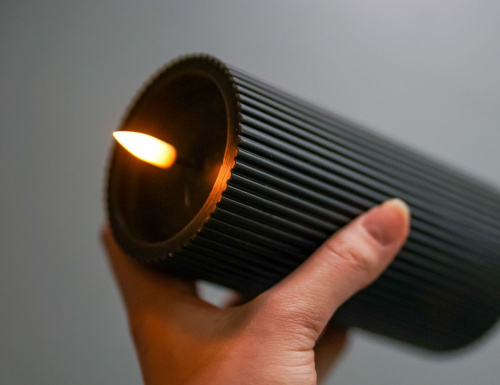 Светодиодные восковые свечи ПИЛАР, чёрные, тёплые белые LED-огни мерцающие, "натуральный фитилёк", 7.5х10/12.5/15 см, таймер, 3 шт., батарейки, Edelman фото 2